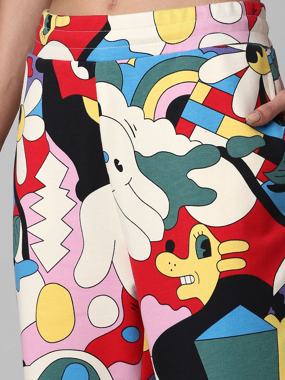 White High Rise All Over Print Joggers