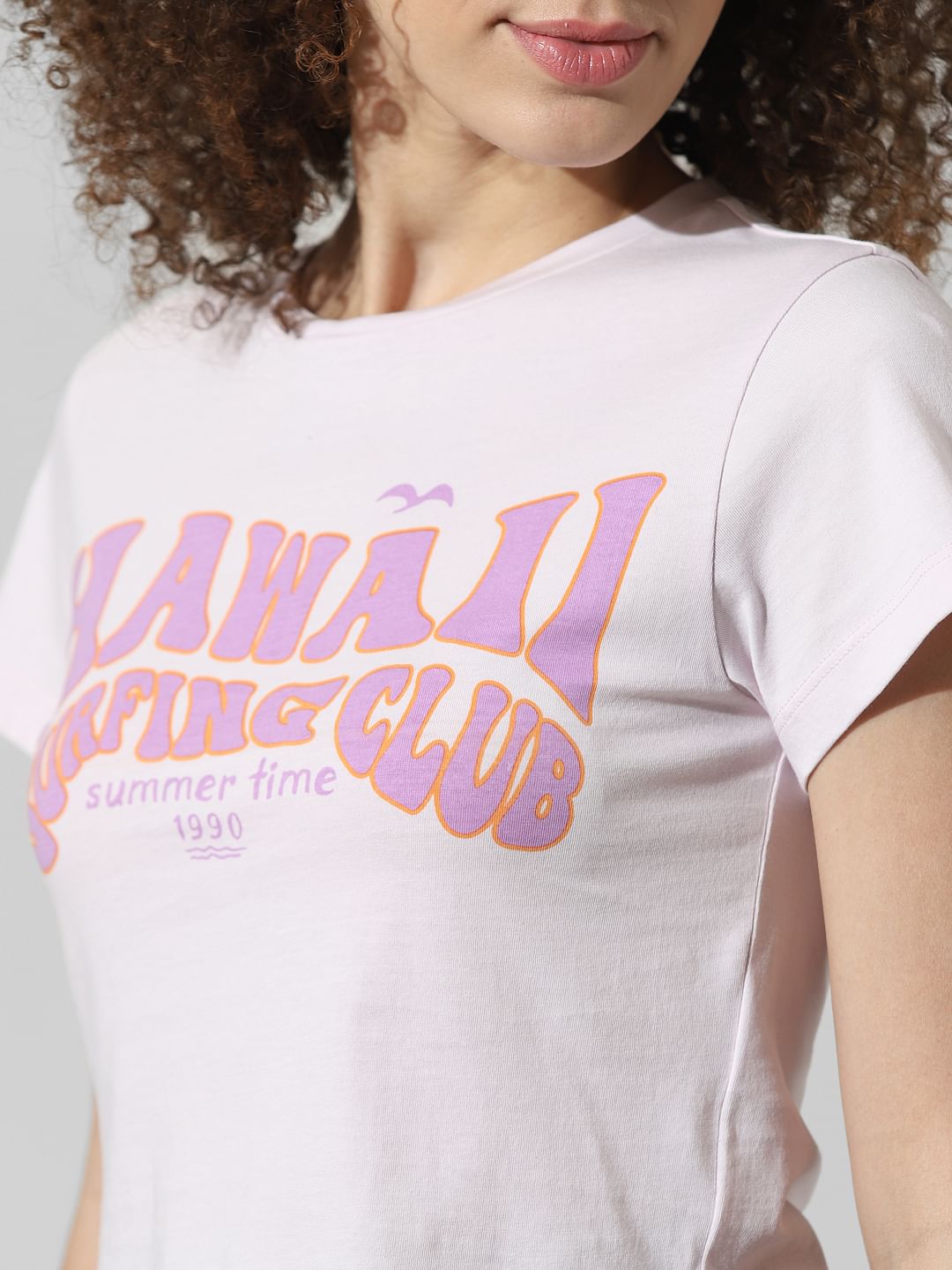 Lavender Printed Cropped T-Shirt