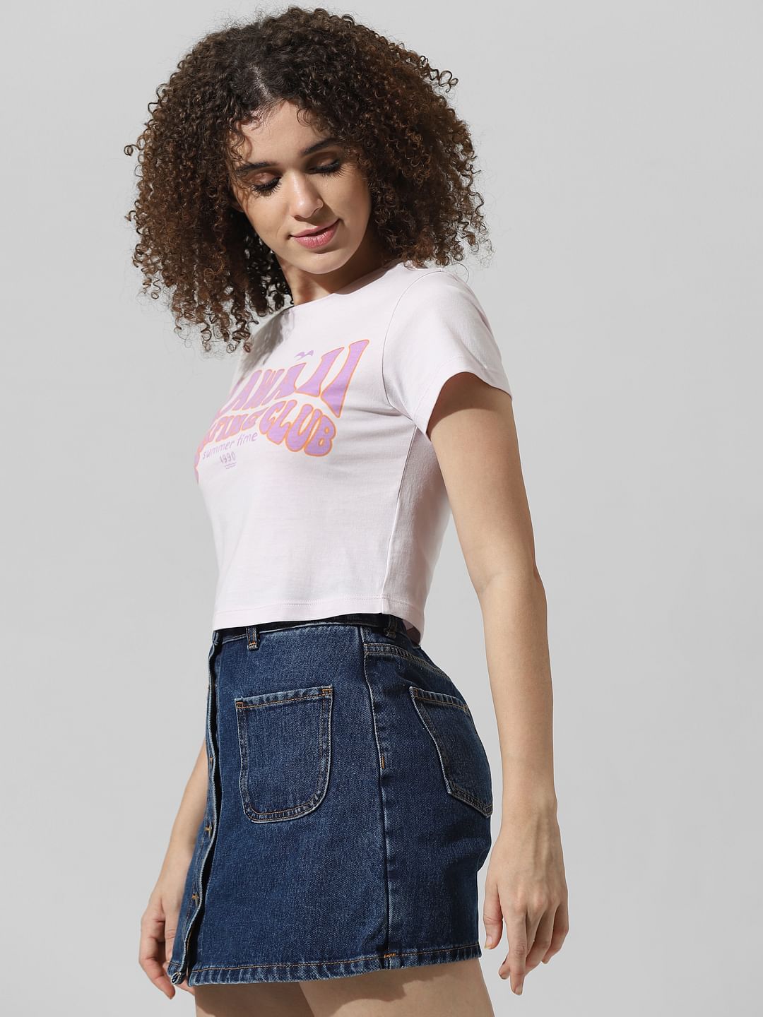 Lavender Printed Cropped T-Shirt