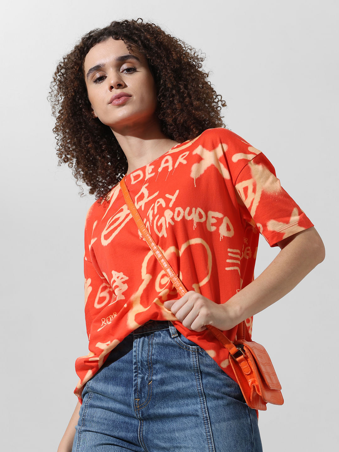 Red Printed Oversized T-Shirt