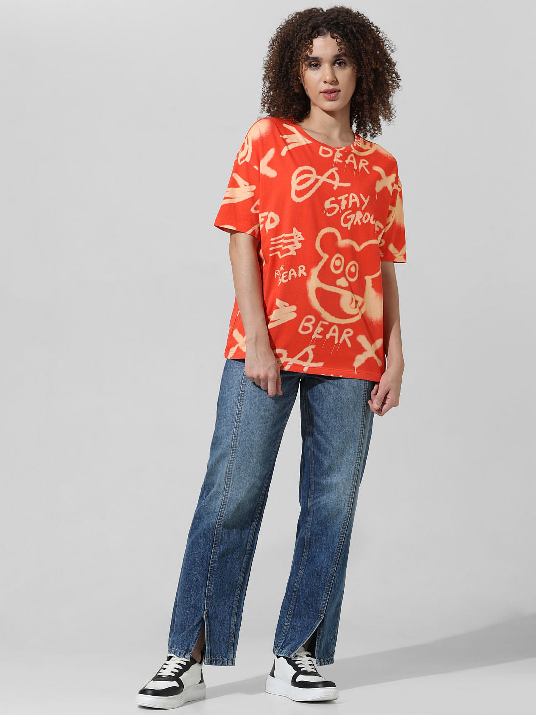 Red Printed Oversized T-Shirt