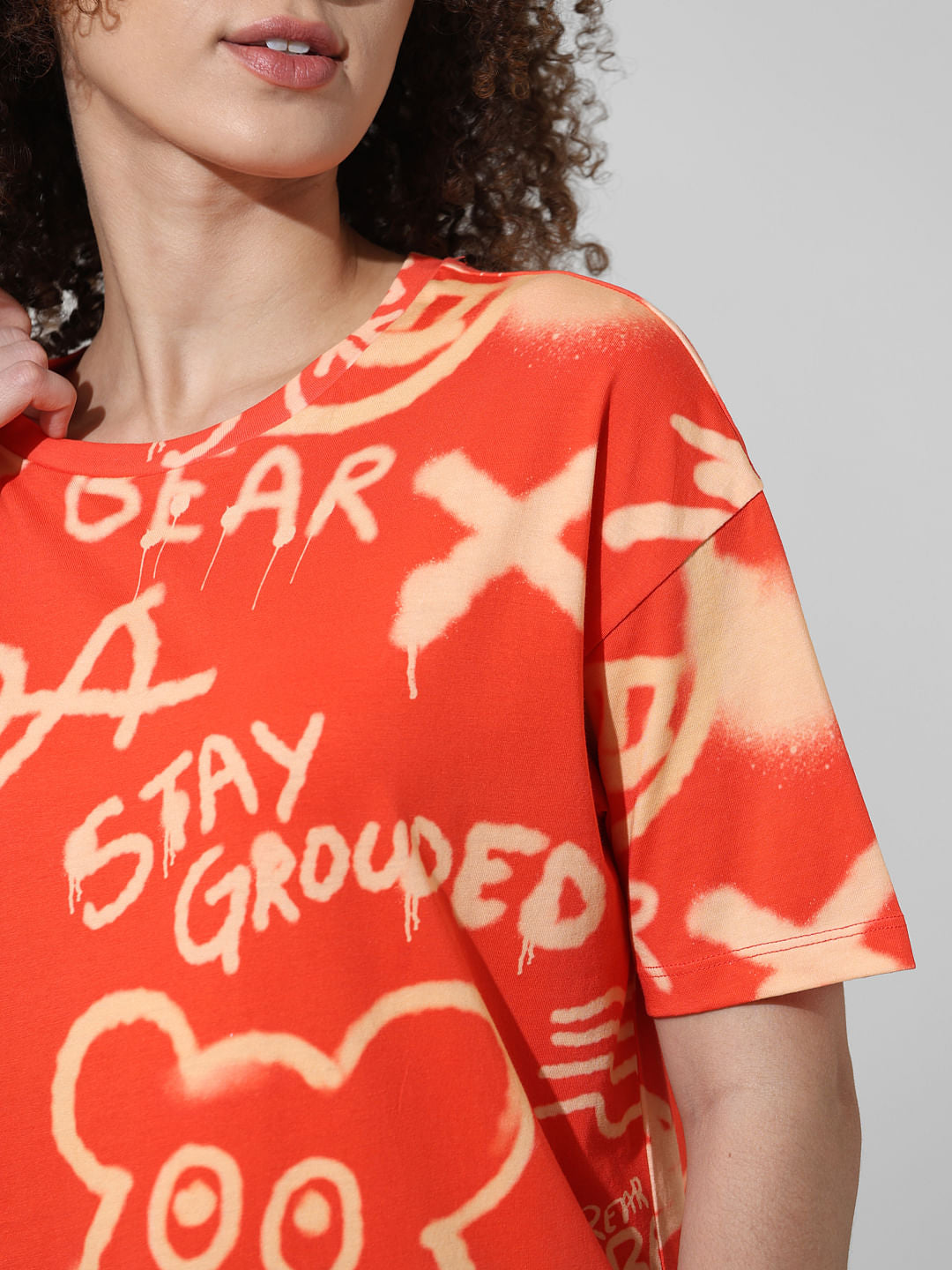 Red Printed Oversized T-Shirt