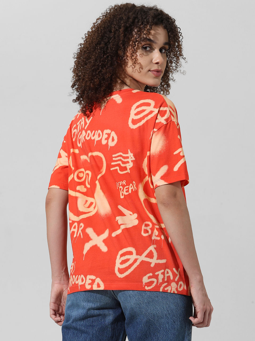 Red Printed Oversized T-Shirt