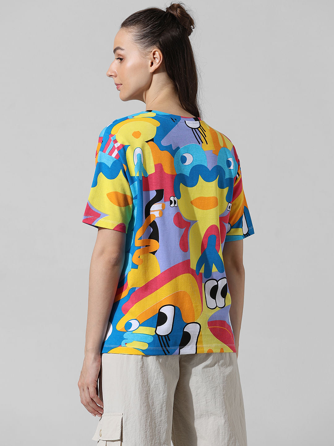 Blue Printed Oversized T-Shirt