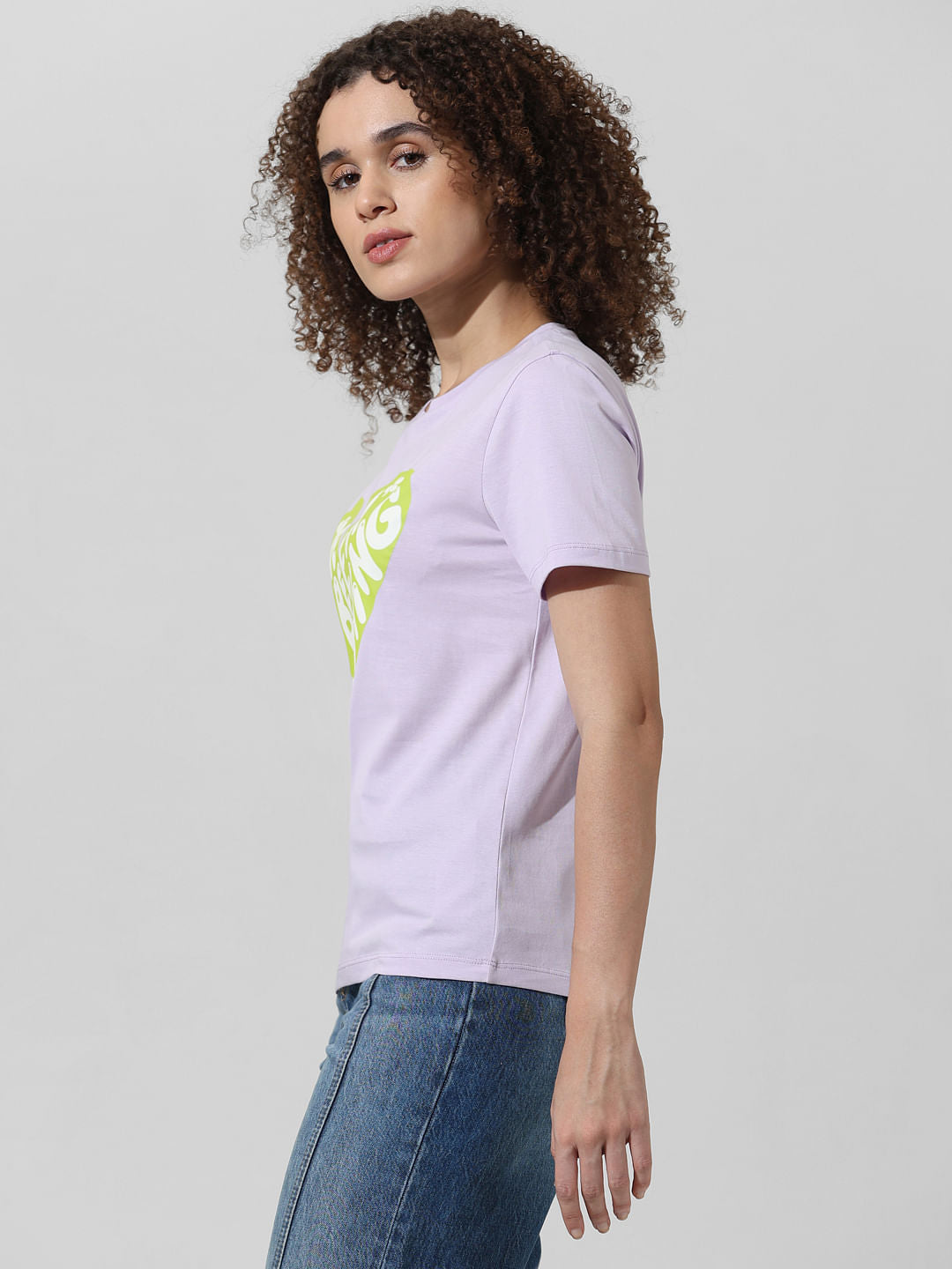 Purple Typographic Print T-Shirt