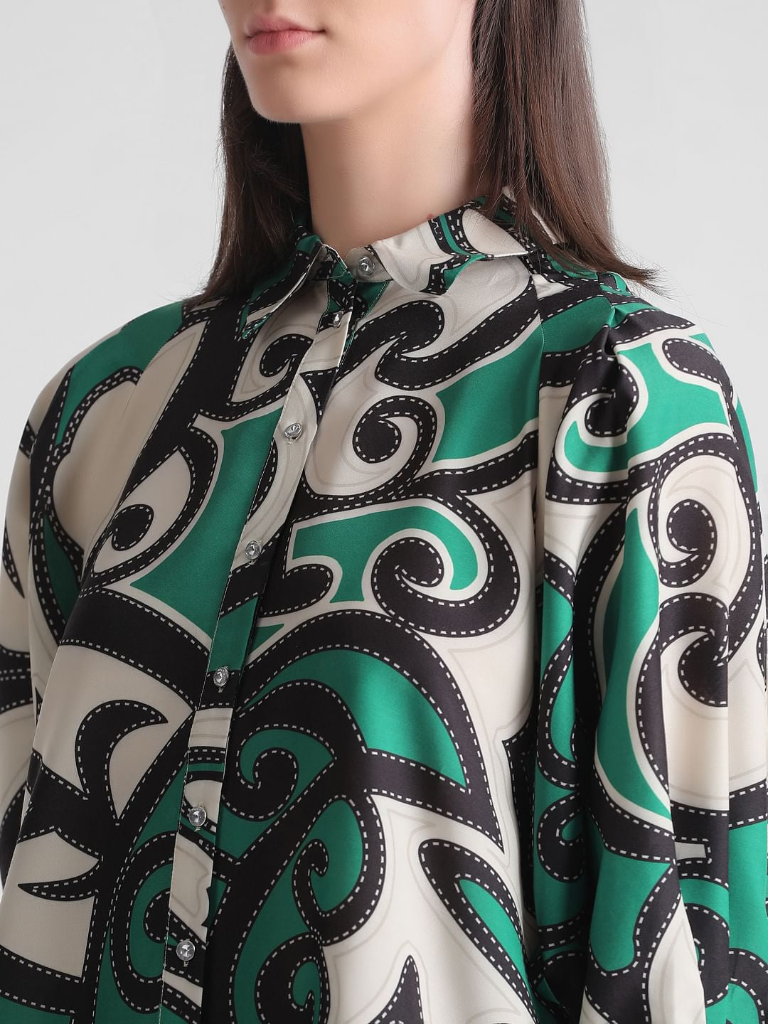 Green Abstract Print Shirt