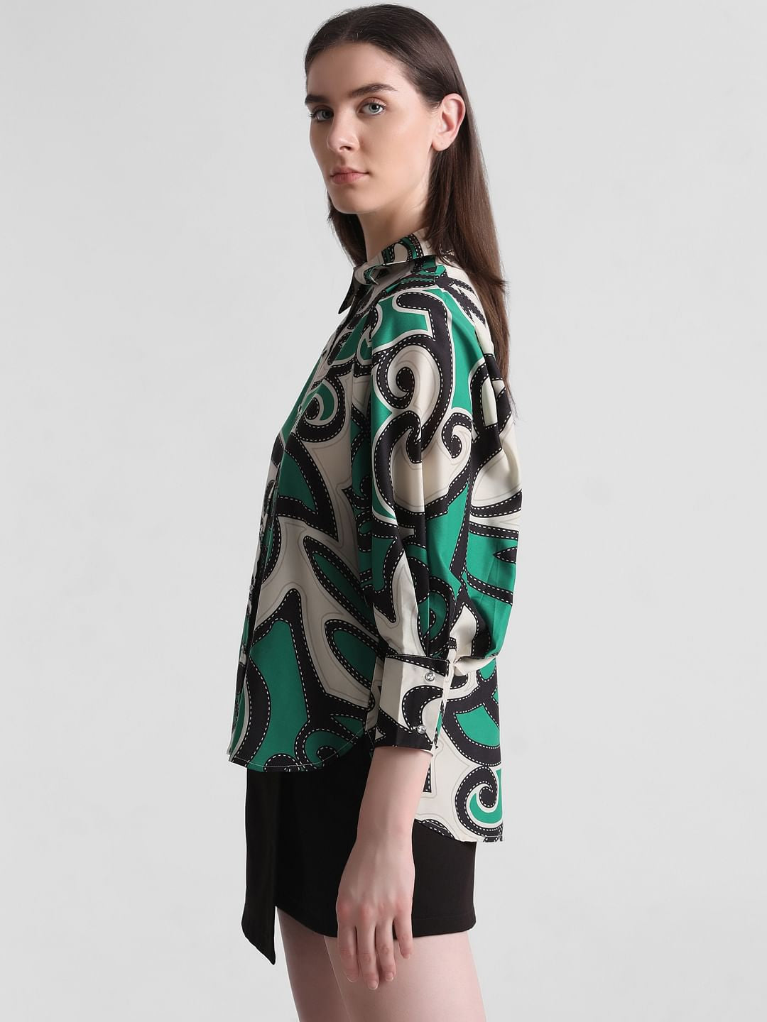Green Abstract Print Shirt