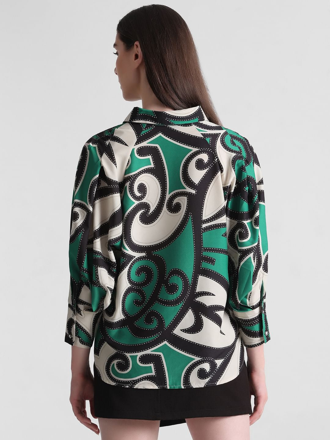 Green Abstract Print Shirt