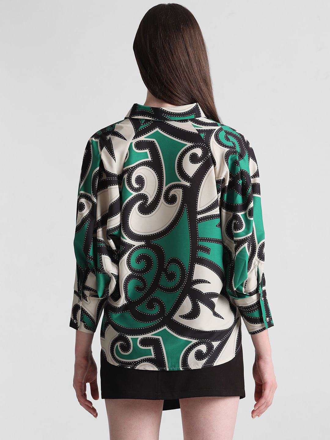 Green Abstract Print Shirt