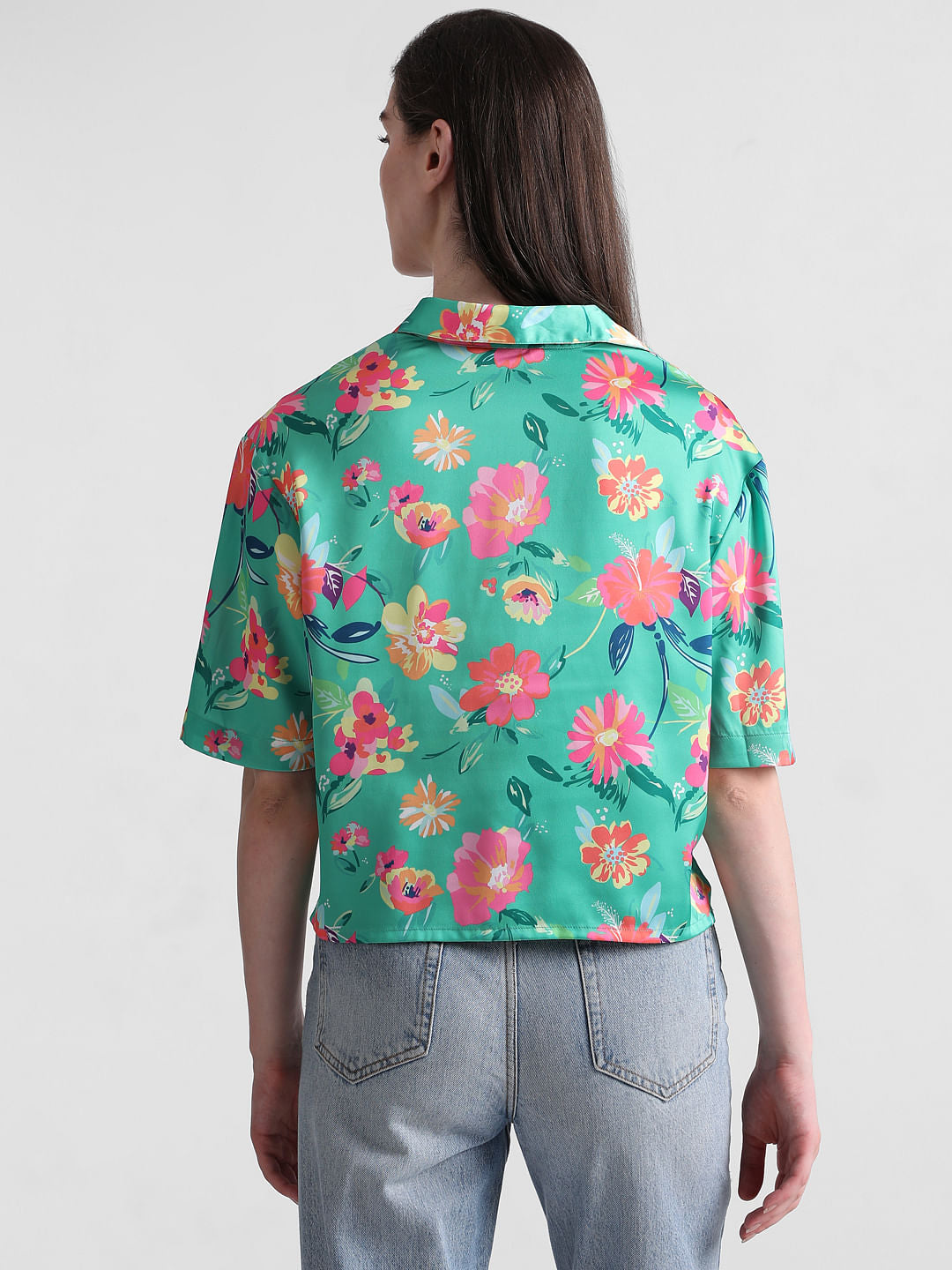 Purple Abstract Print Satin Shirt