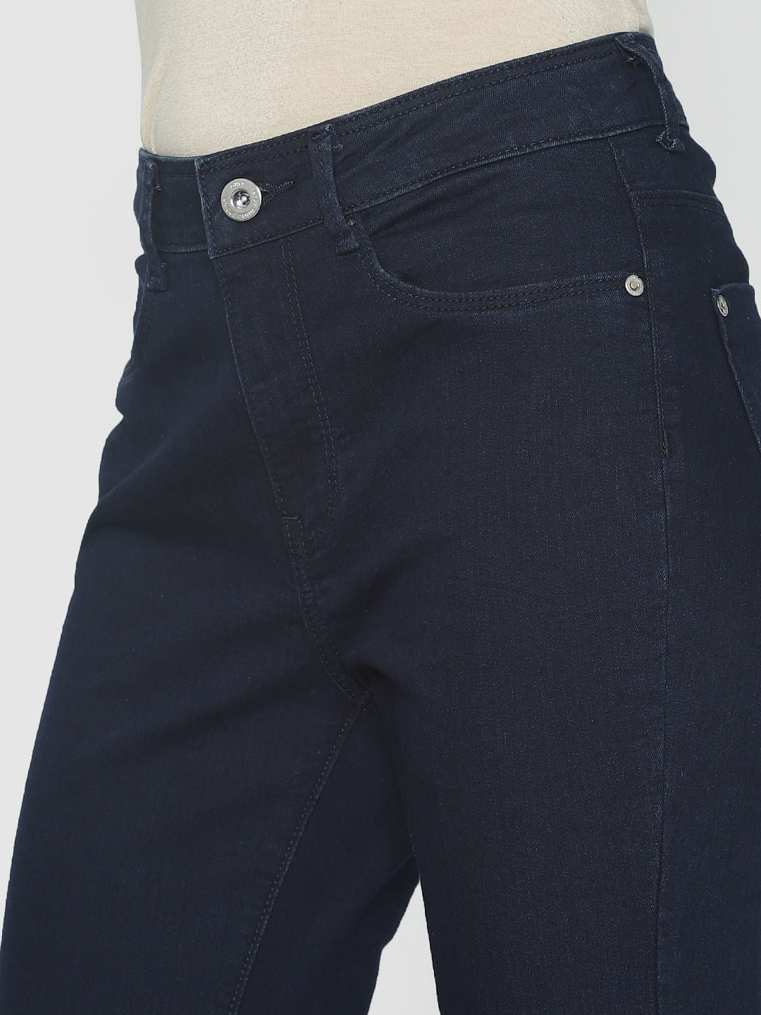 Dark Blue High Rise Flared Jeans