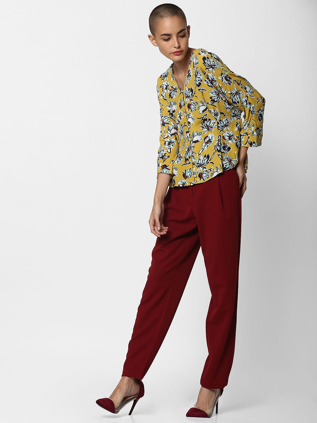 Mustard Floral Print Top