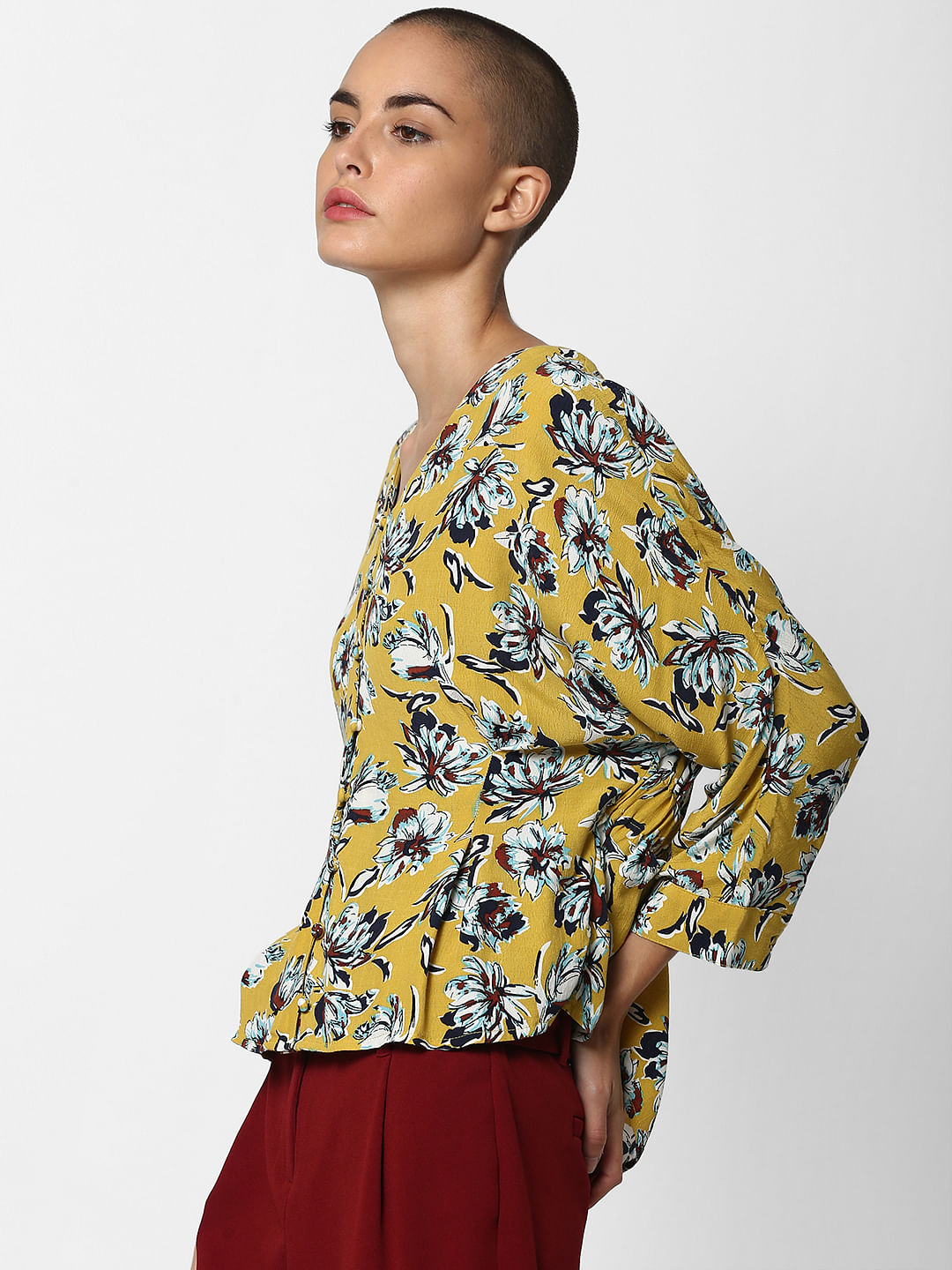 Mustard Floral Print Top