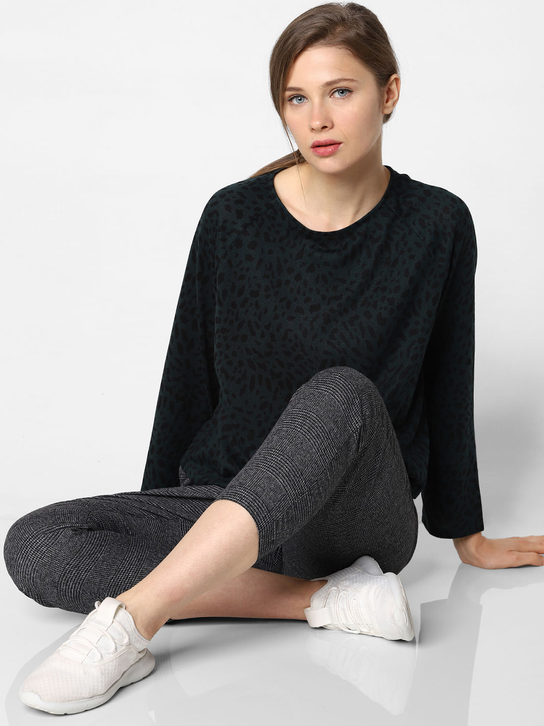 Green Animal Print Top