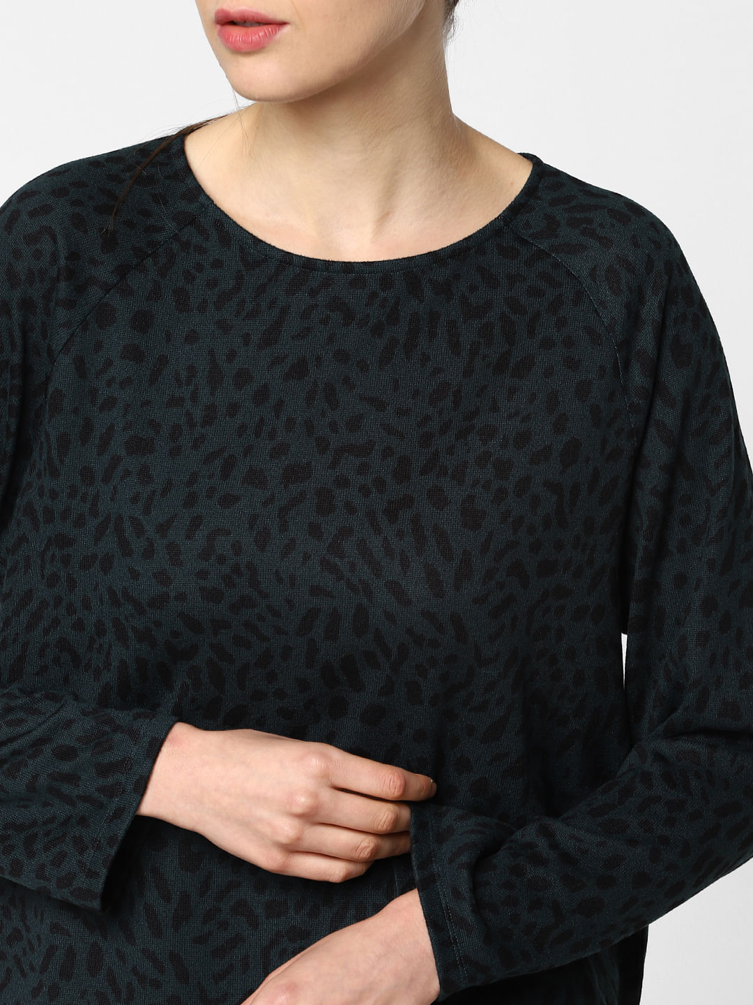 Green Animal Print Top