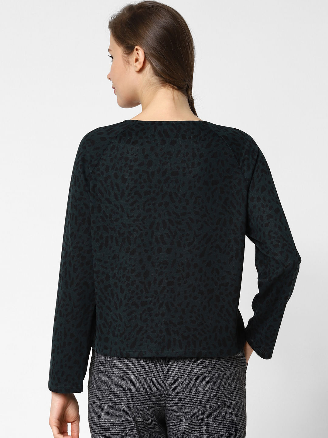 Green Animal Print Top