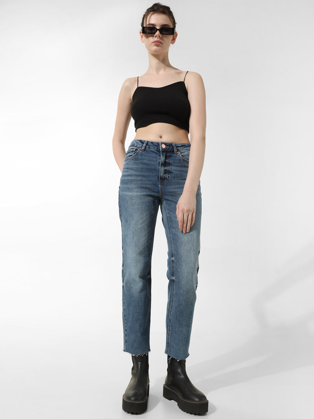 ONLY Blue Regular Fit Washed Jeans
