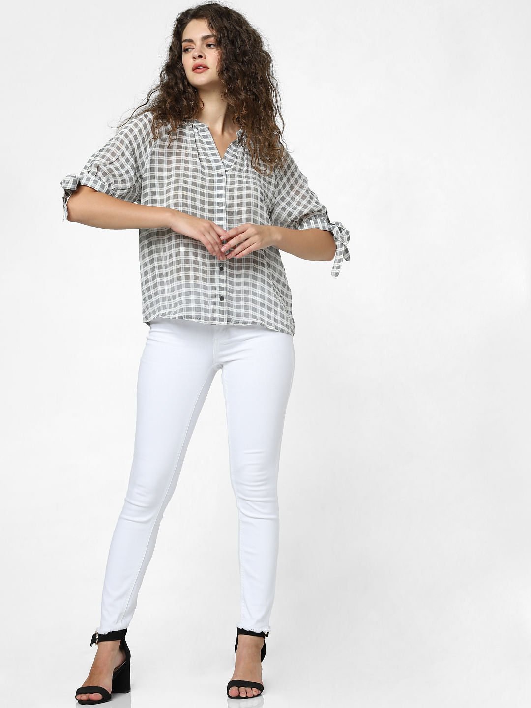 White Mid Rise Raw Edge Skinny Fit Jeans