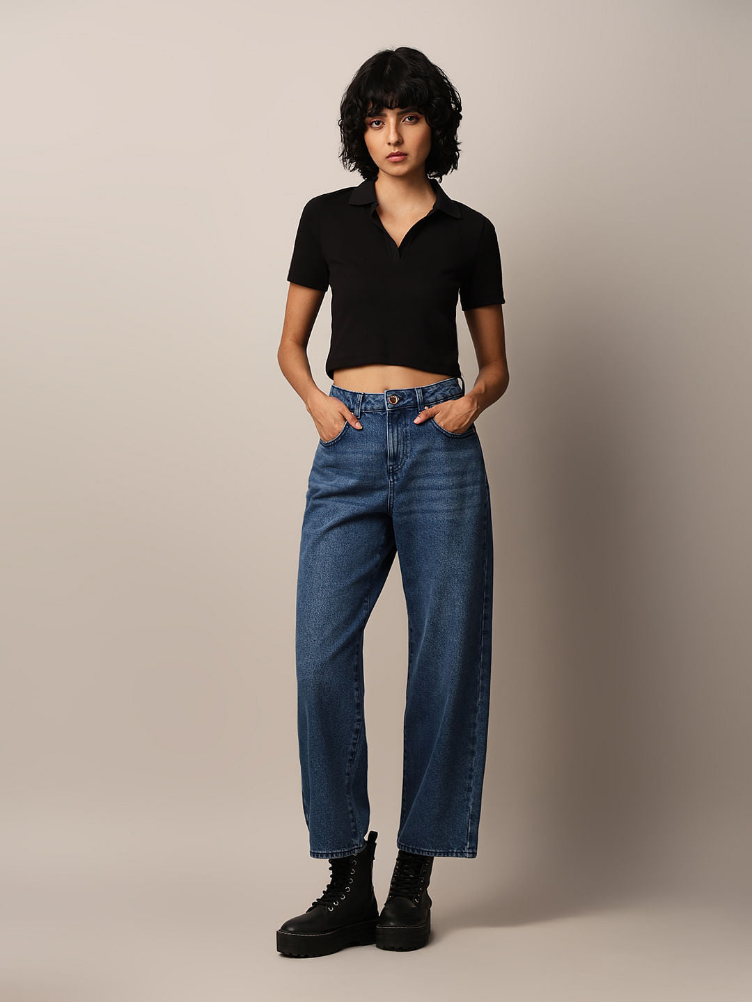 Black Cropped Polo