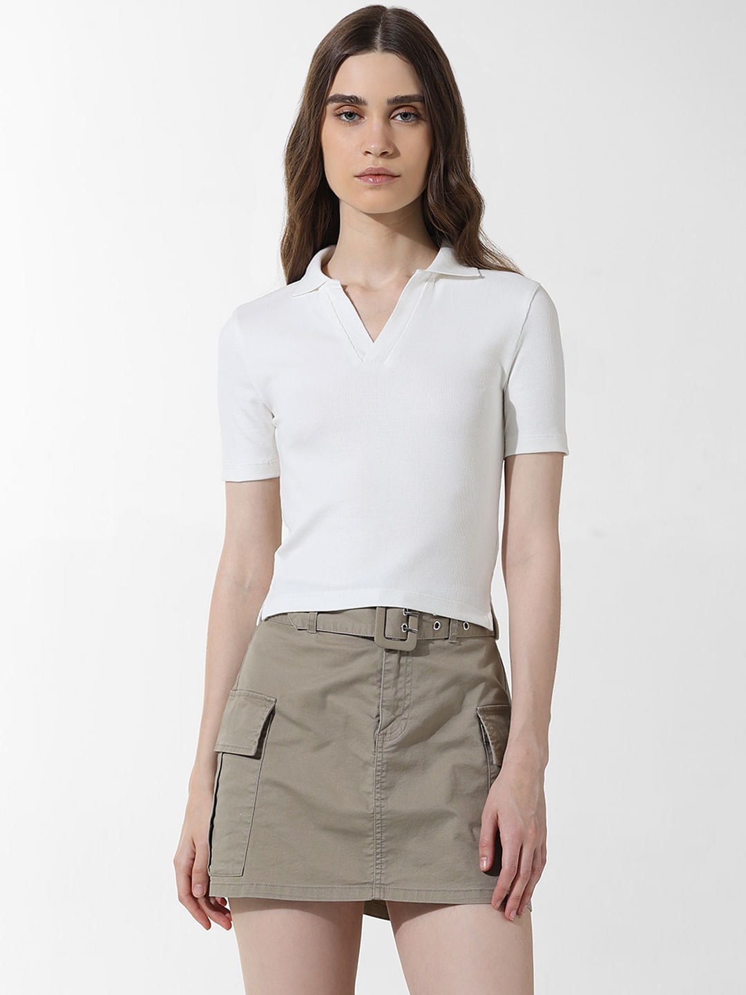 White Fitted Polo T-Shirt
