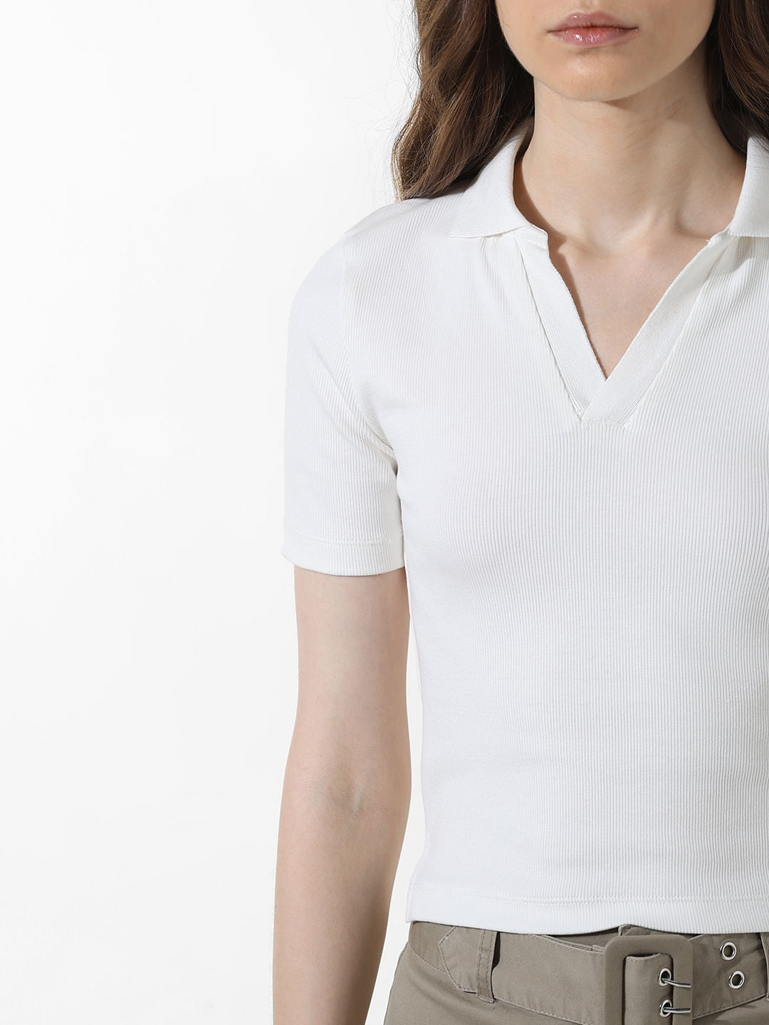 White Fitted Polo T-Shirt