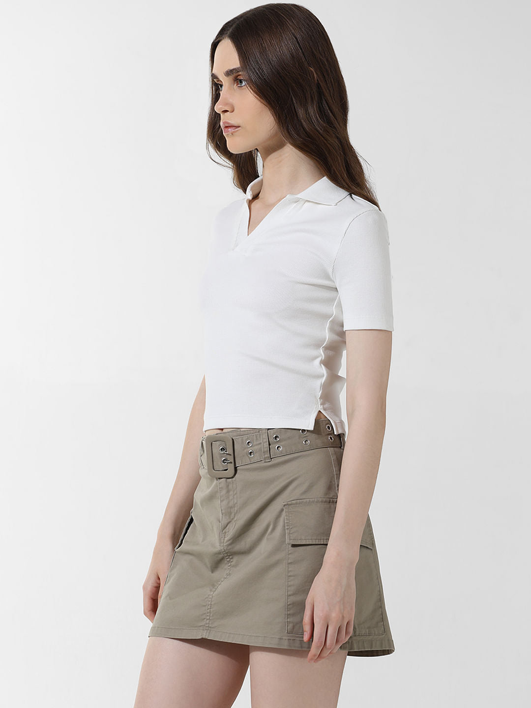 White Fitted Polo T-Shirt