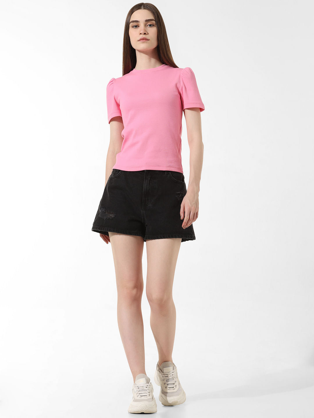 Pink Puff-Sleeves Top