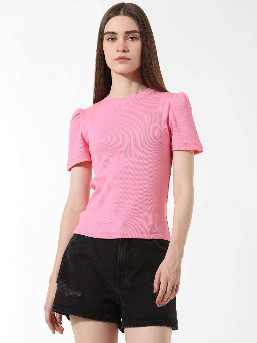 Pink Puff-Sleeves Top