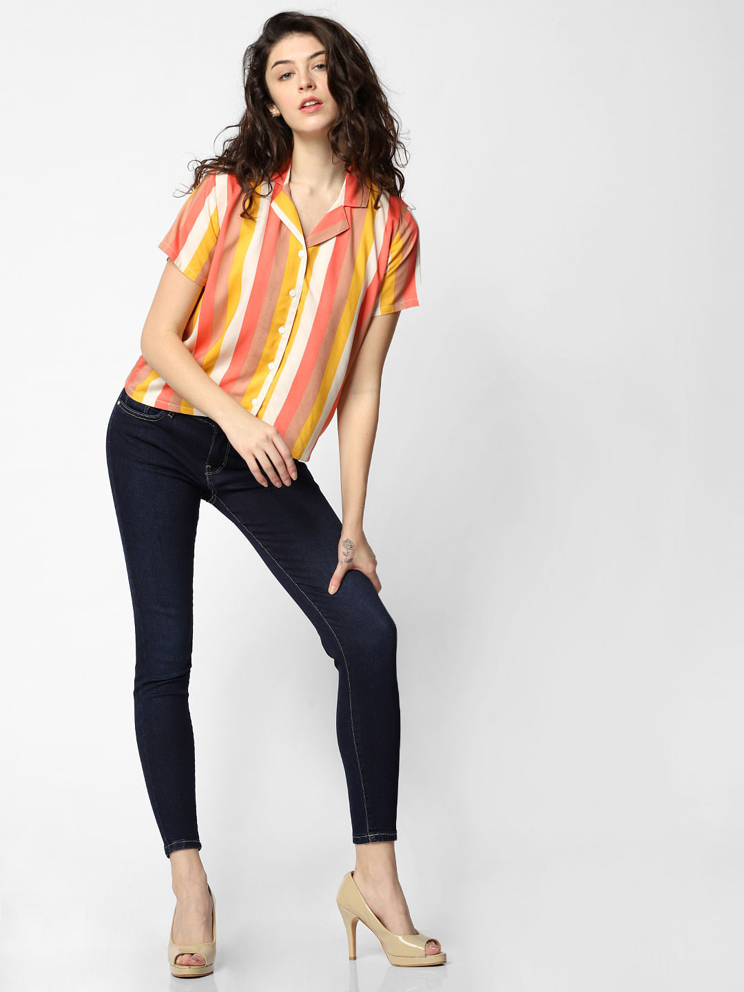 Dark Blue Mid Rise Skinny Jeans