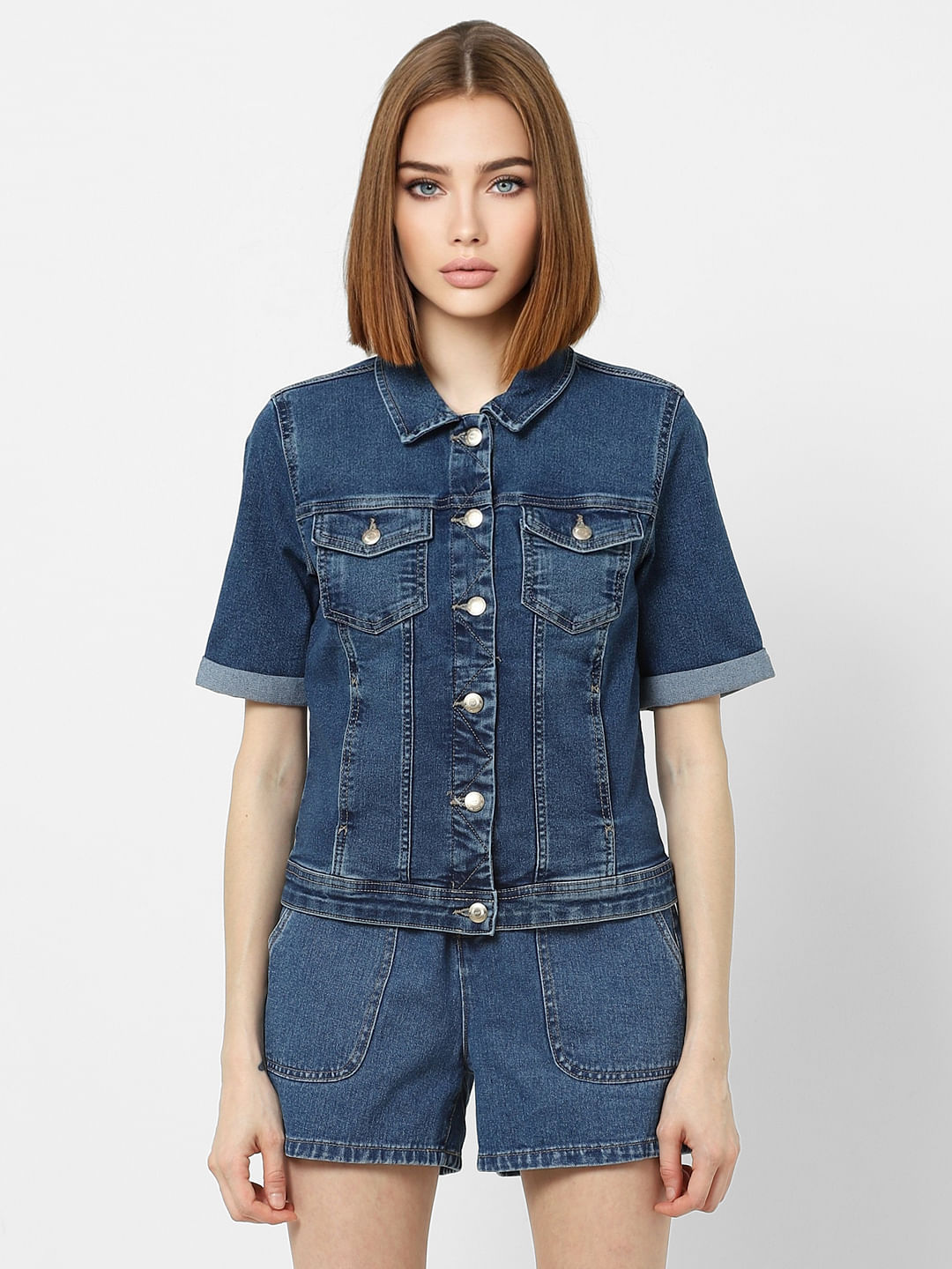 Blue Double Patch Pocket Denim Jacket
