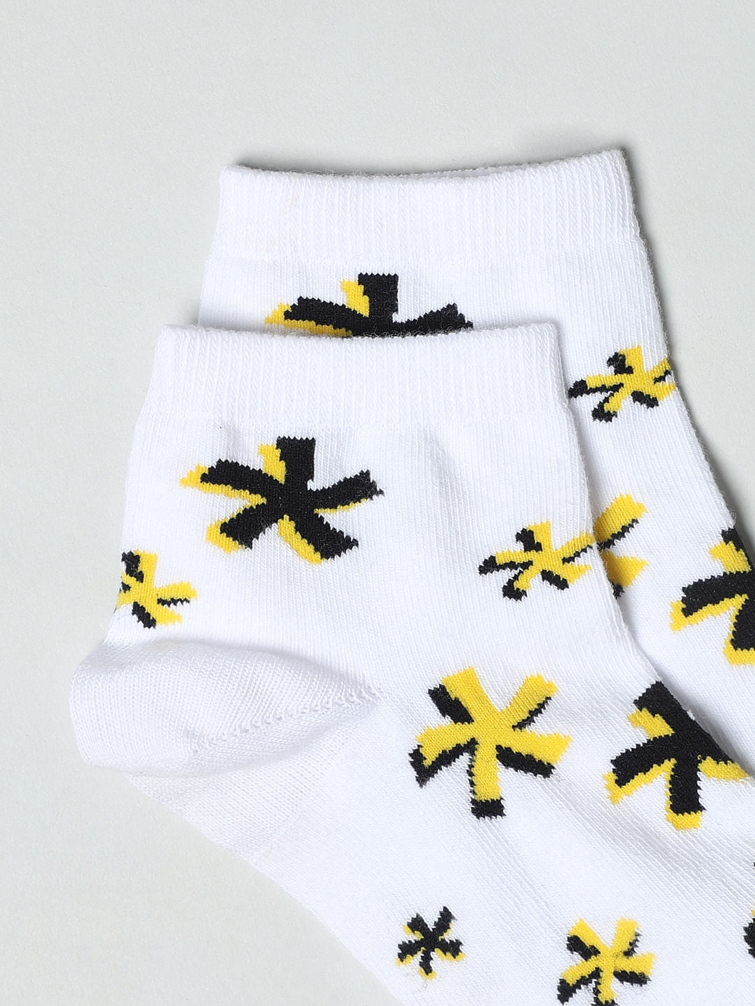 Pack Of 2 Yellow Abstract Print Socks