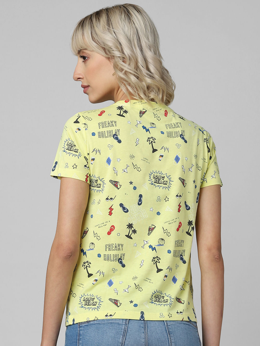 Yellow All Over Graphic Print T-Shirt