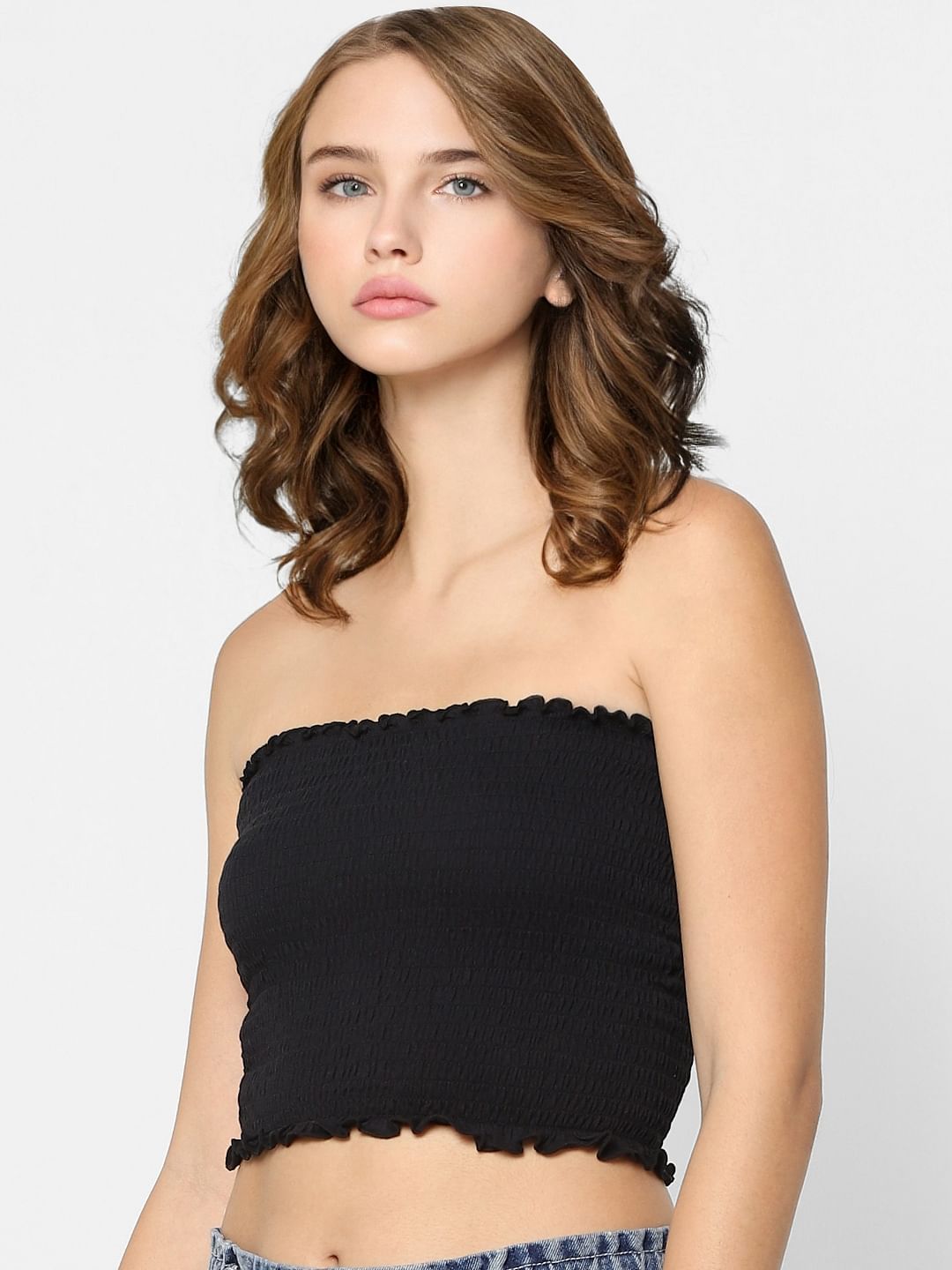 Black Smocked Bandeau