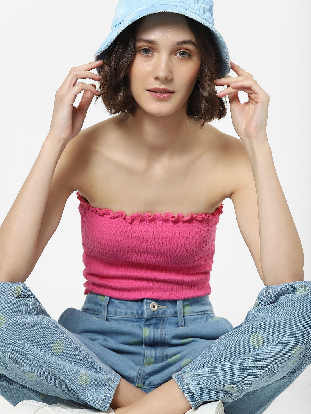 Pink Smocked Bandeau