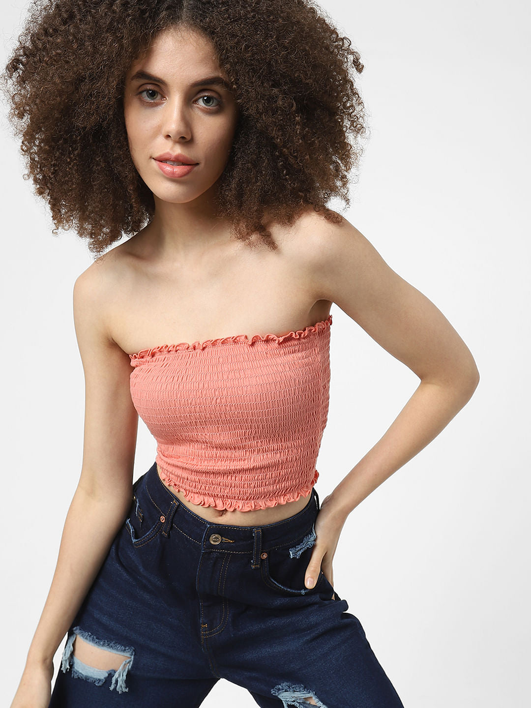 Pink Smocked Bandeau