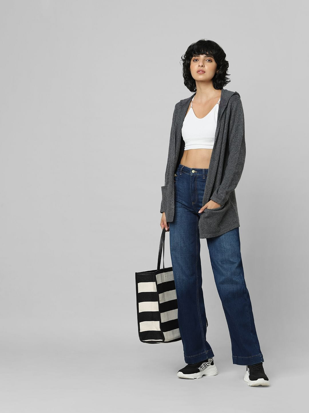 Grey Hooded Cardigan