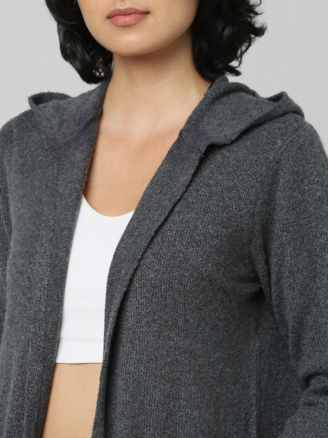 Grey Hooded Cardigan