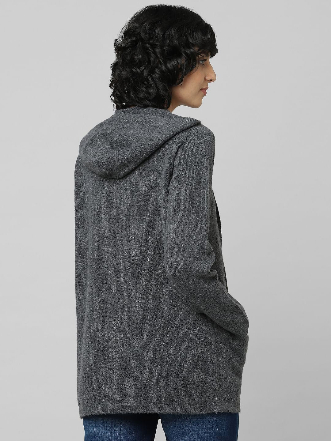 Grey Hooded Cardigan