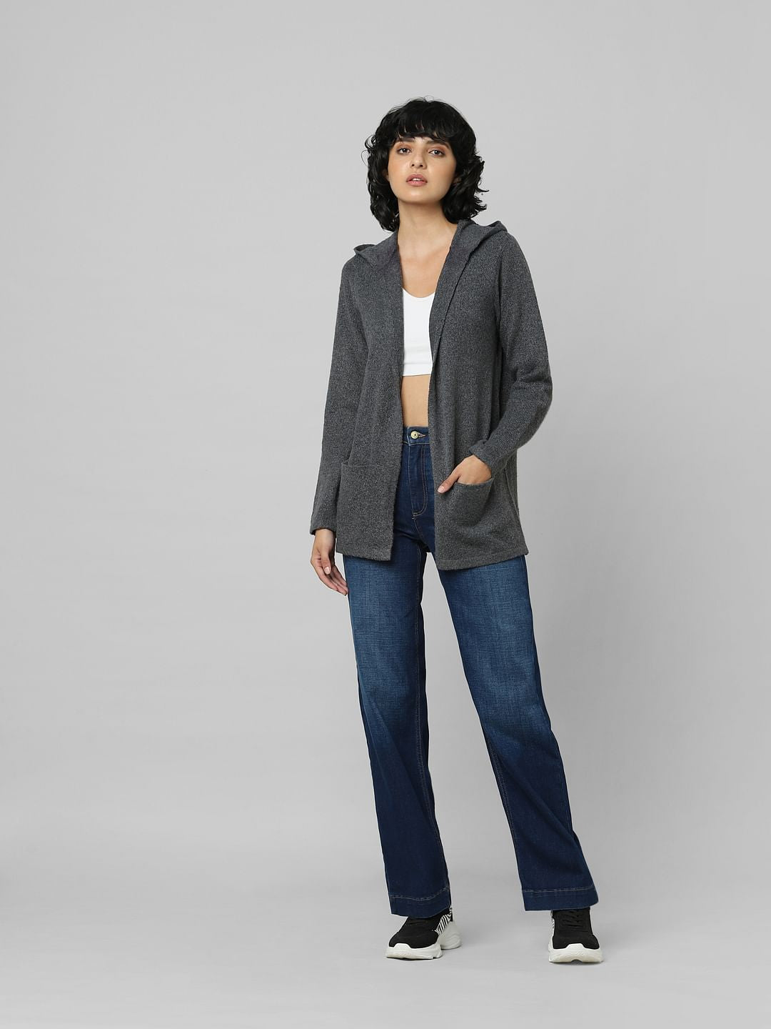 Grey Hooded Cardigan