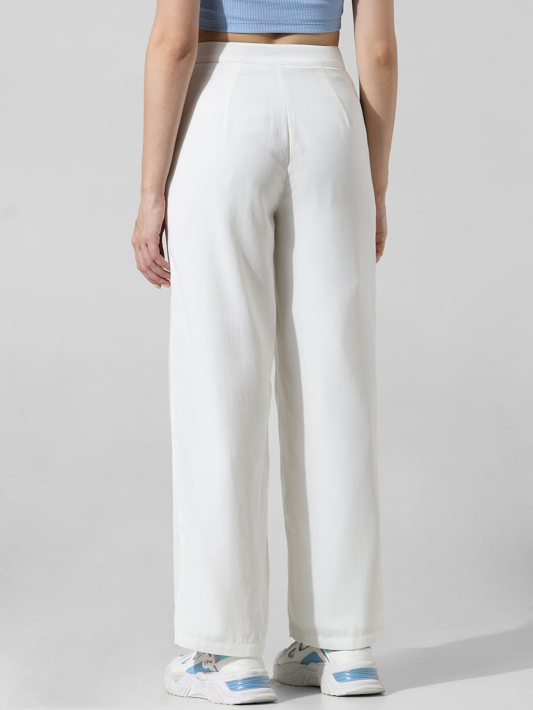 White High Rise Wide Leg Pants
