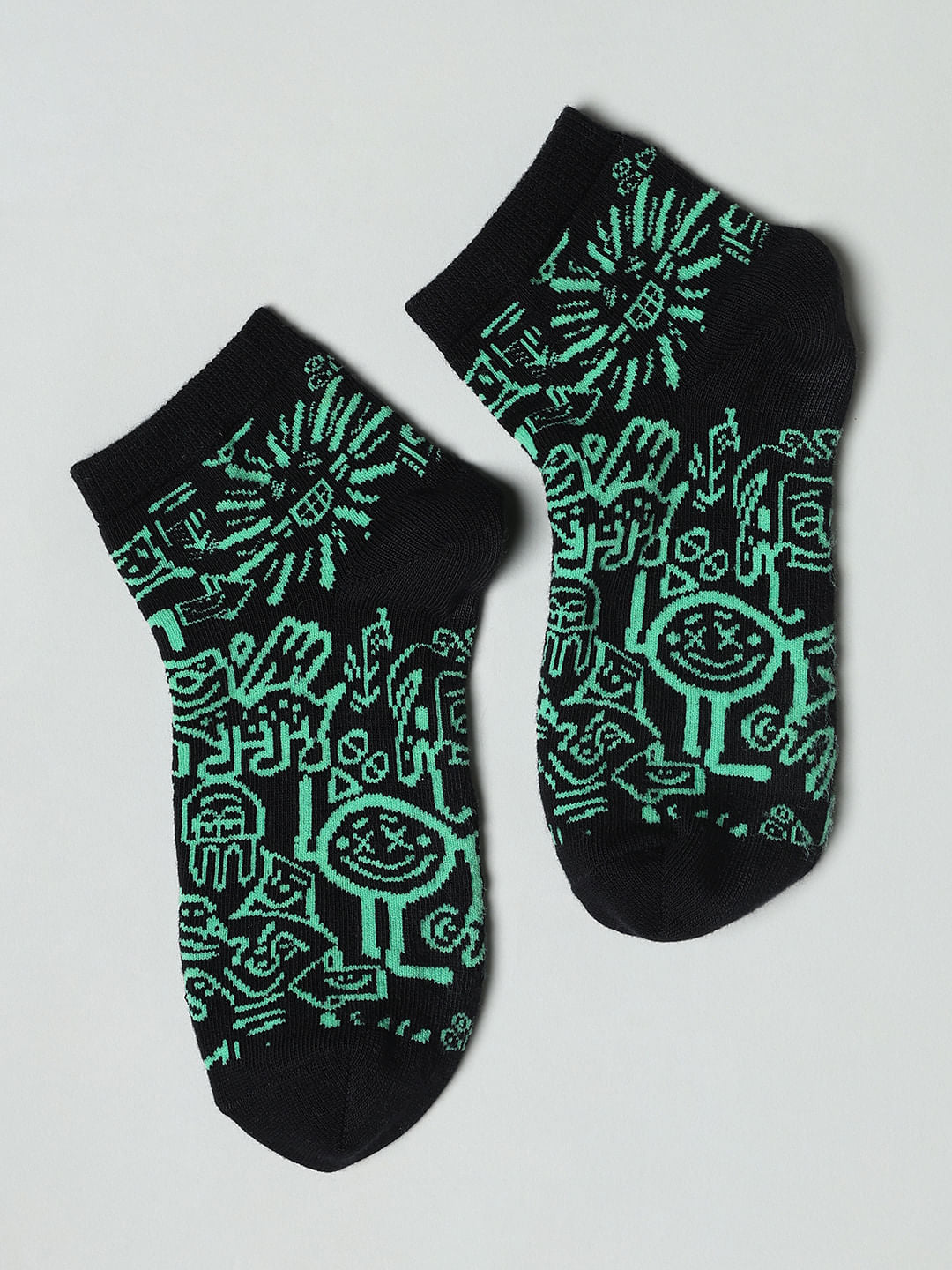 Pack Of 2 Black Printed Socks