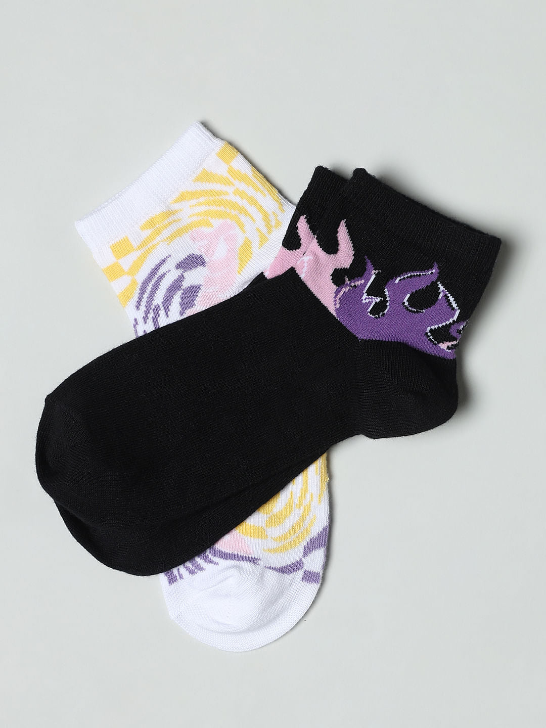 Pack Of 2 Lavender Abstract Print Socks