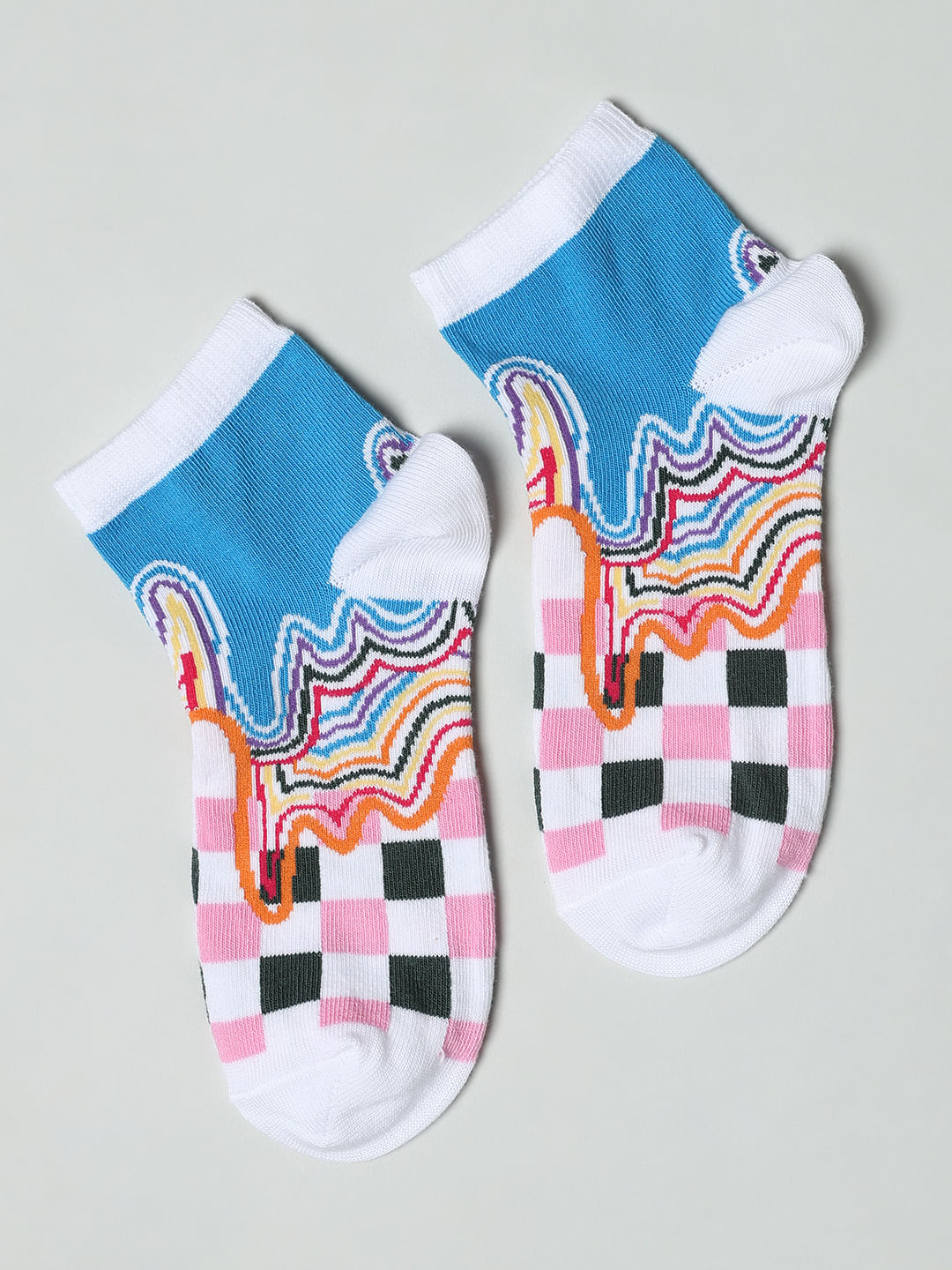 Pack Of 2 Blue Abstract Print Socks