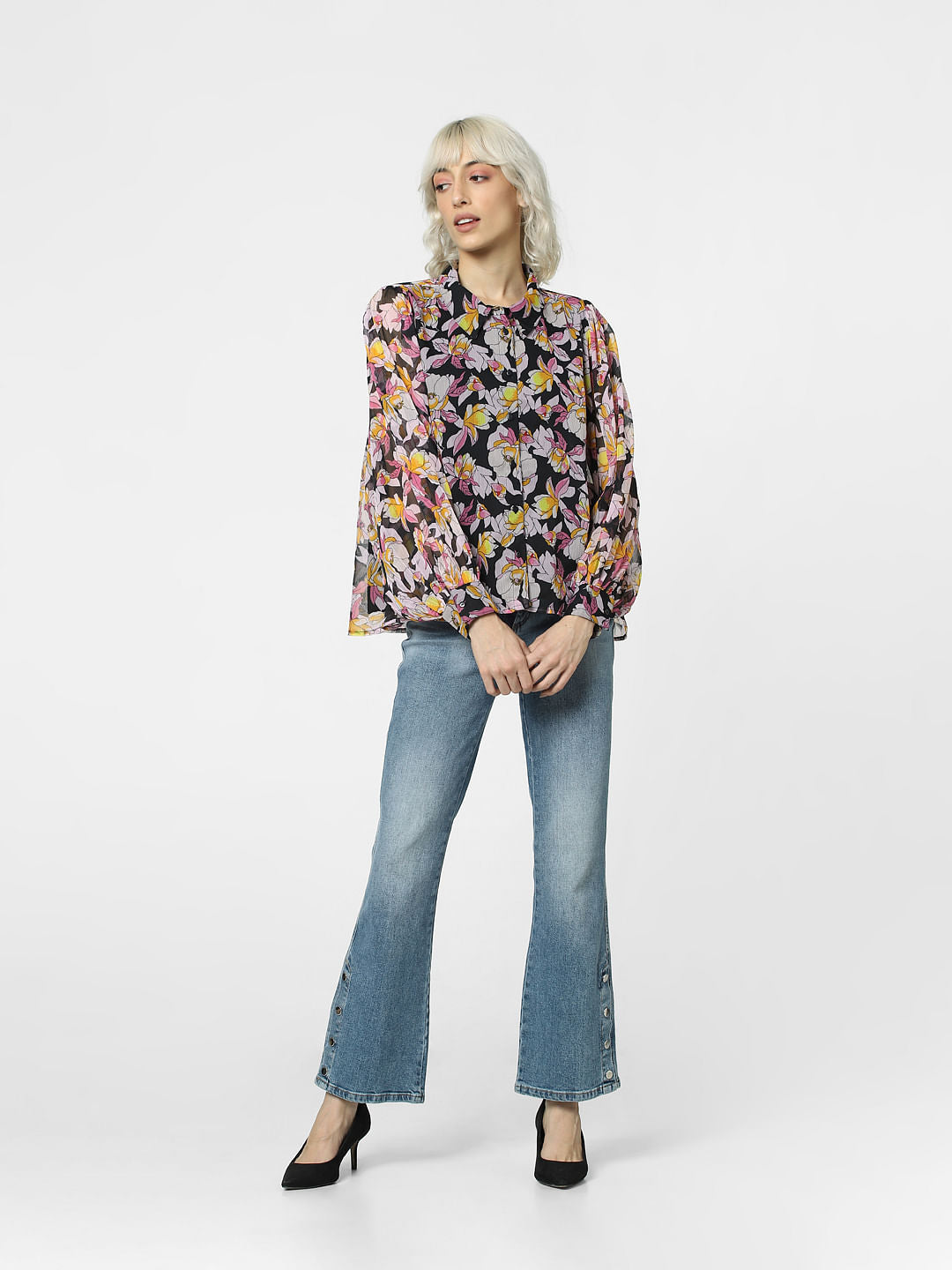 Black Floral Print Shirt