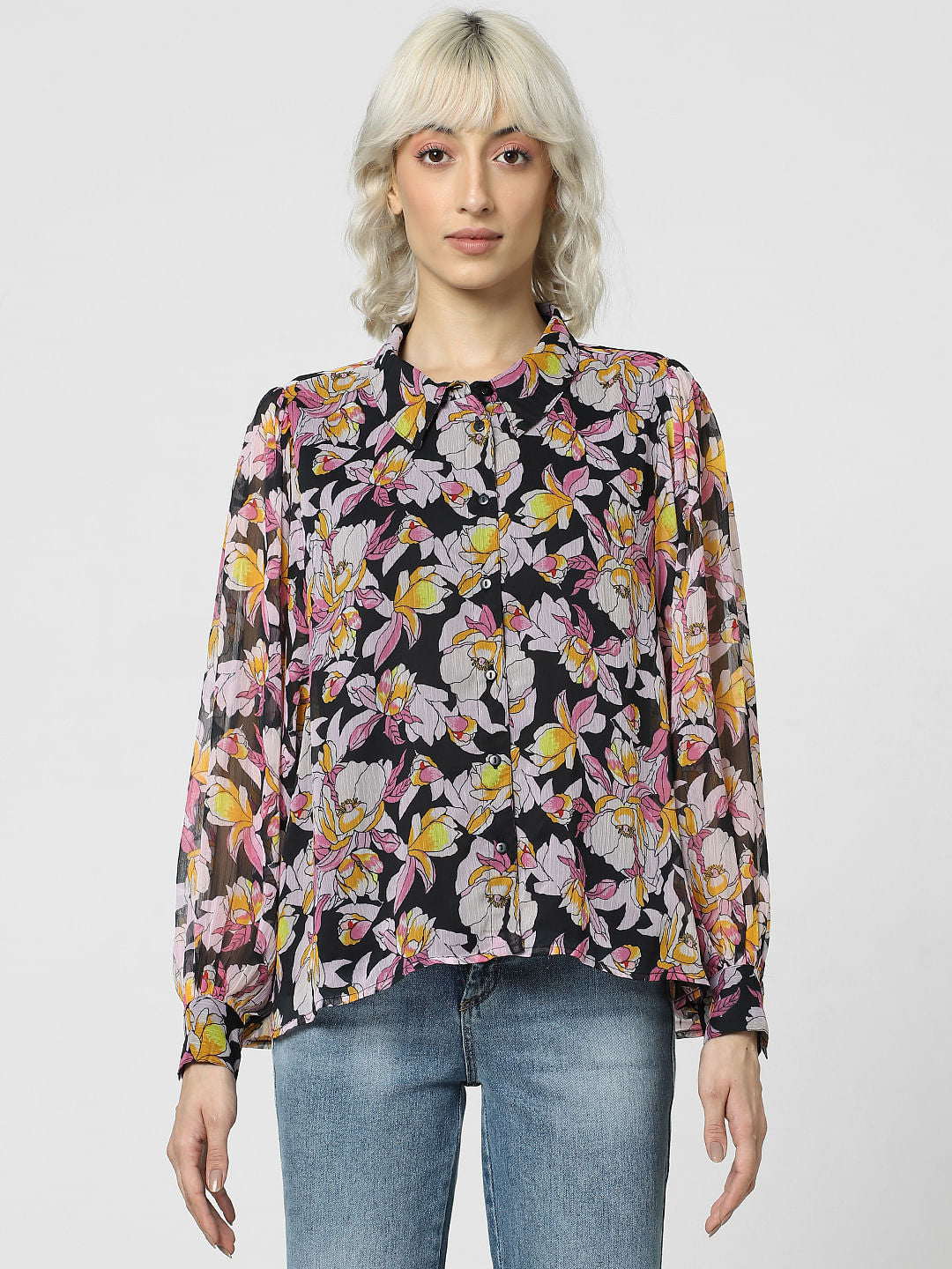 Black Floral Print Shirt