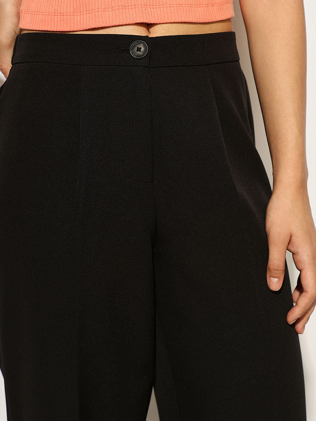 Black High Rise Wide Leg Pants