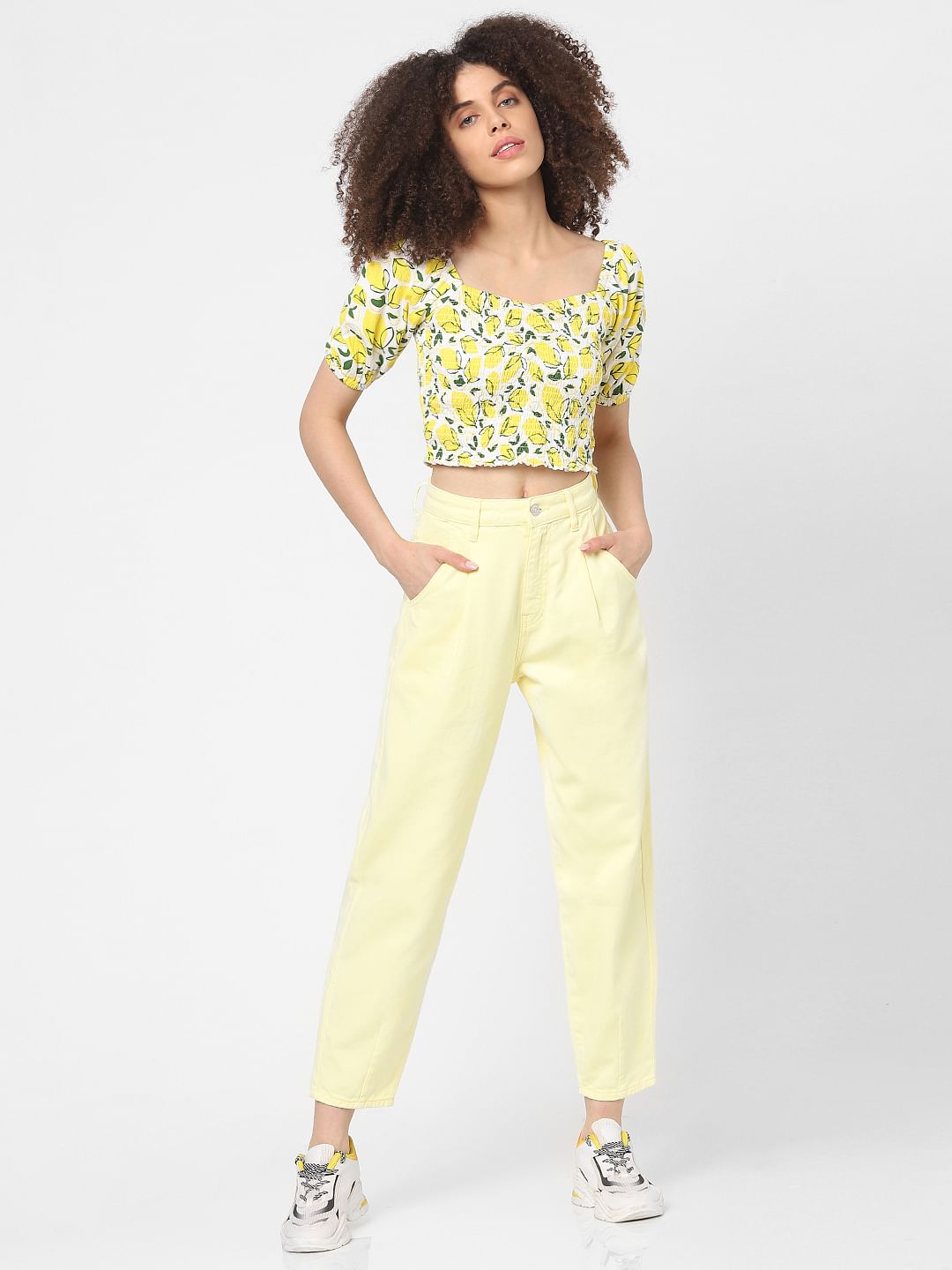 Yellow High Rise Baggy Pants