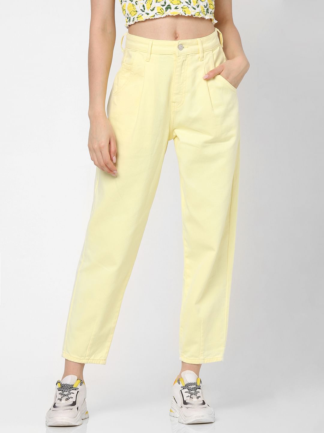 Yellow High Rise Baggy Pants