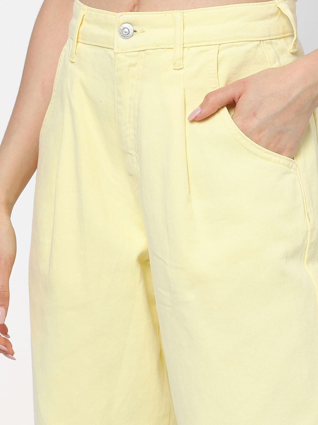 Yellow High Rise Baggy Pants