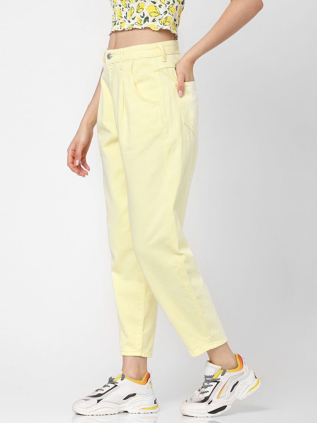 Yellow High Rise Baggy Pants